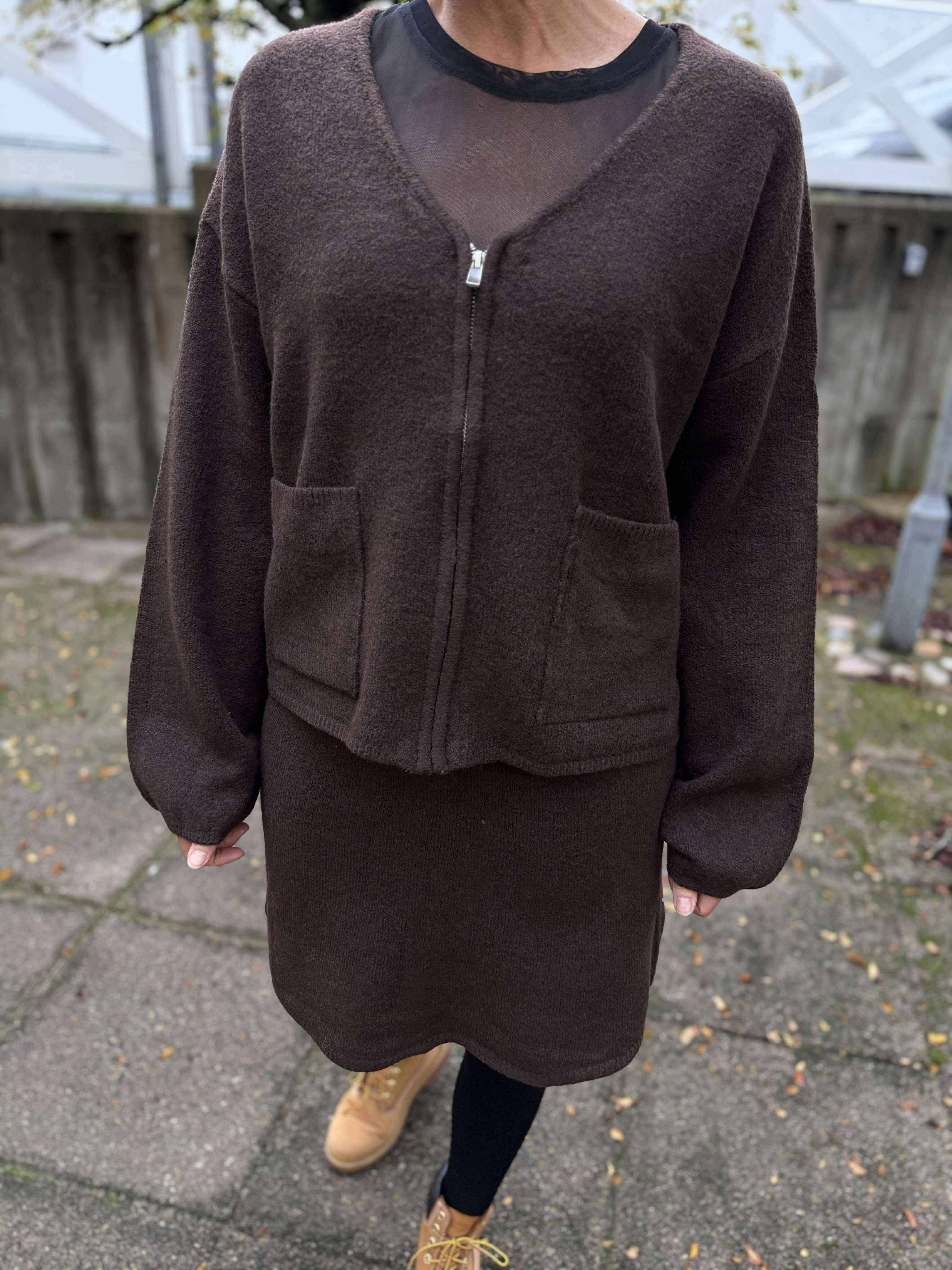 PCJUNNA Knit Cardigan - Hot Fudge